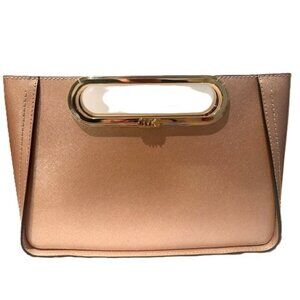 Michael Kors Chelsea Small Leather Clutch/Crossbody Metallic Rose Gold